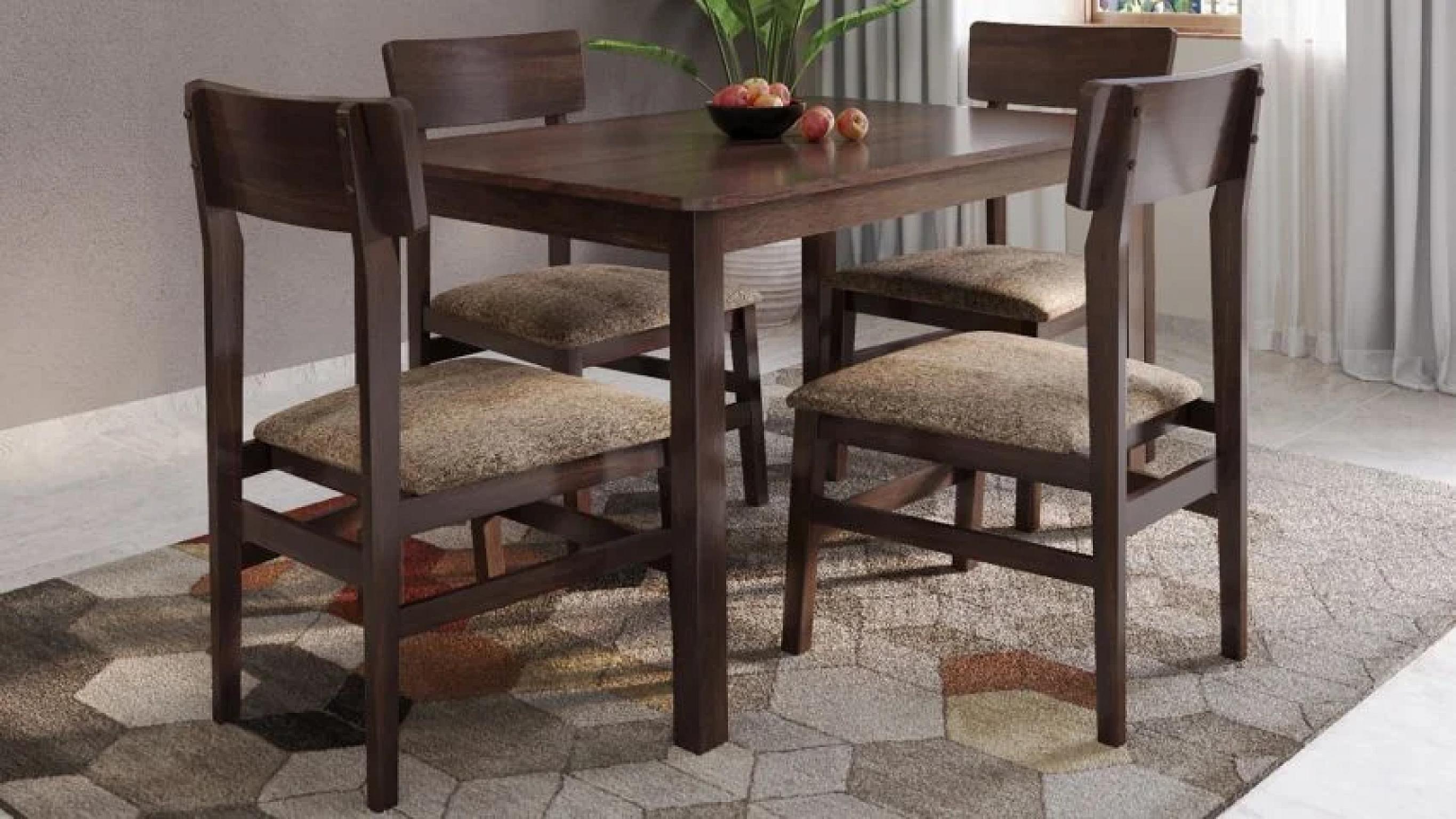 Four Seater Wooden Square Dining Set