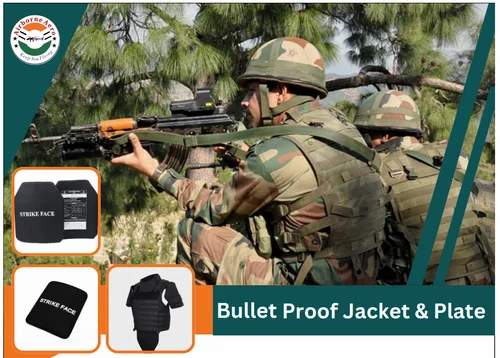 Green Polyester bullet proof jacket with plate