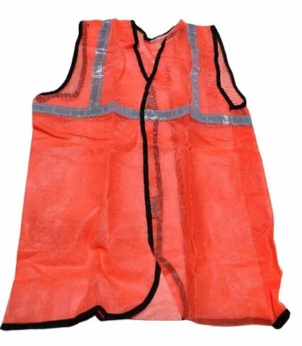Orange Plain Polyester Safety Jacket, For Construction