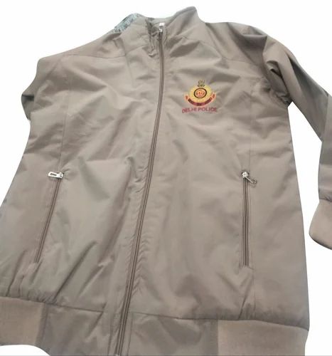Full Sleeve Plain Delhi Police Beige Jacket, For Safety, Size: Large