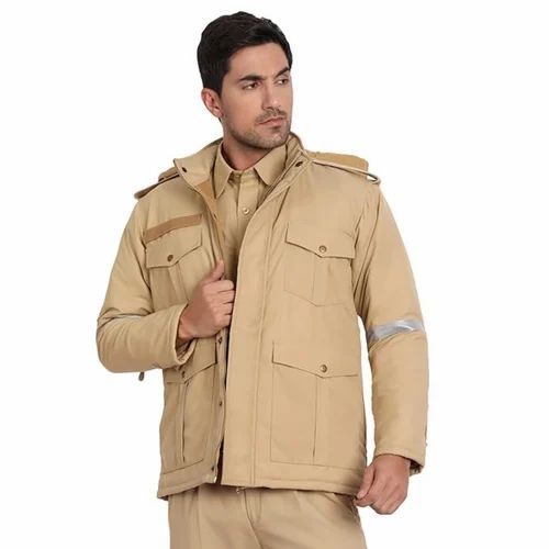 Cotton Zipper Closure Police Uniform Jacket with Reflective Tape for Patrol (Polyester Lining)
