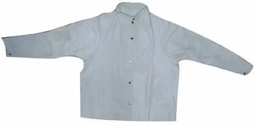 Grey Plain Leather Industrial Safety Jacket, Size: Medium