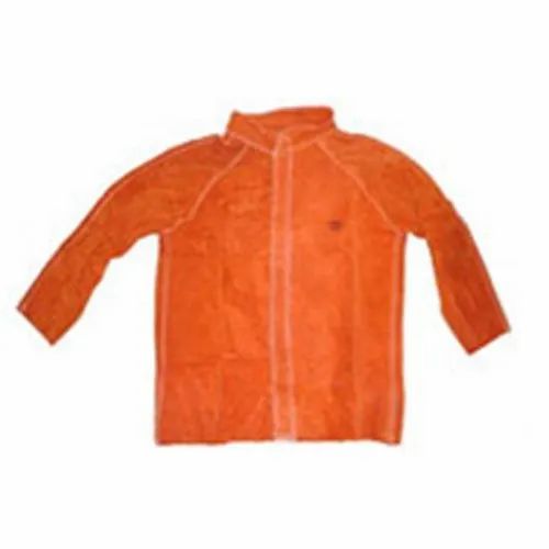 Full Sleeves Plain Split Raglan Sleeve Orange Leather Welding Jacket, Size: XL