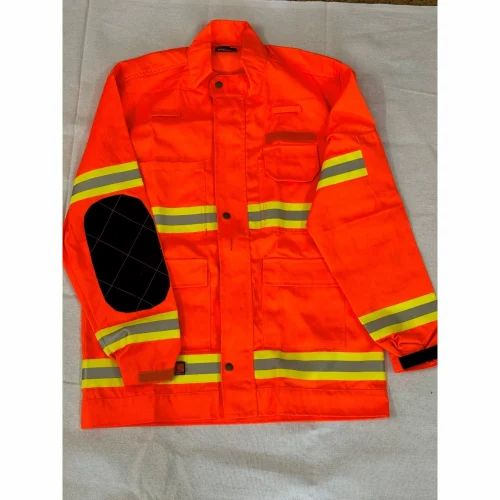 Full Sleeves Nylon Orange Reflective Safety Coat, For Construction, Size: Medium