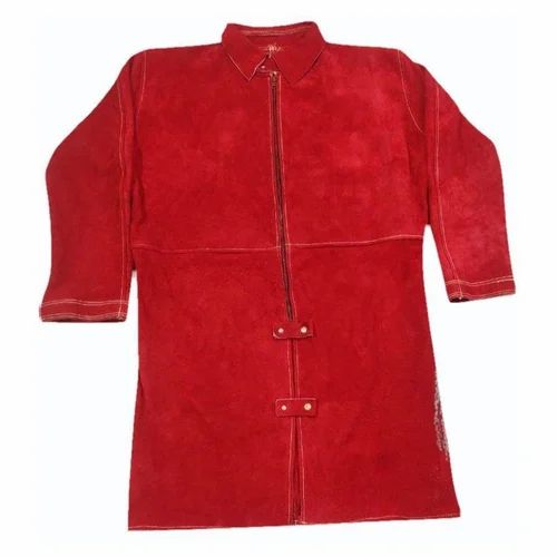 Plain Men Red Leather Safety Jacket, For Construction, Size: Medium