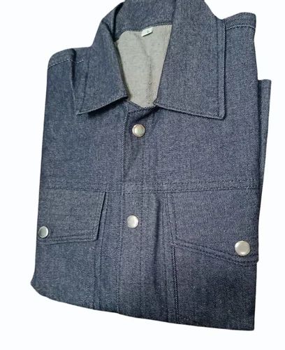 Full Sleeves Denim Fire Heat Resistant Jacket, Size: Medium