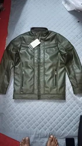 Plain Quilted Men'S Fuax Leather Jackets