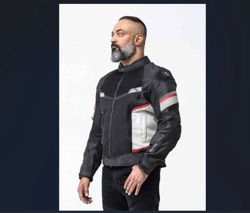 Black Polyester Motorcycle Jacket