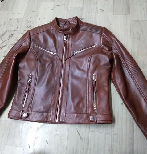Men Brown PU Leather Jacket