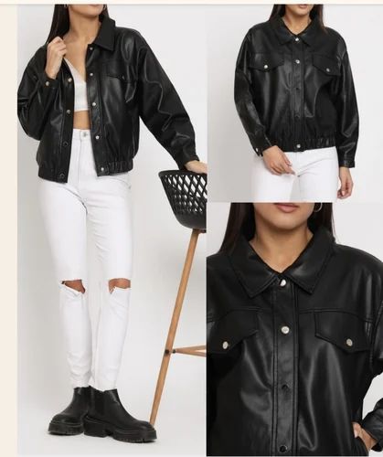 Puffer Women Pu Leather Jacket