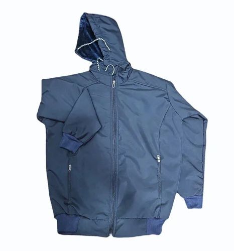 Navy Blue Ladies PU Leather Jacket