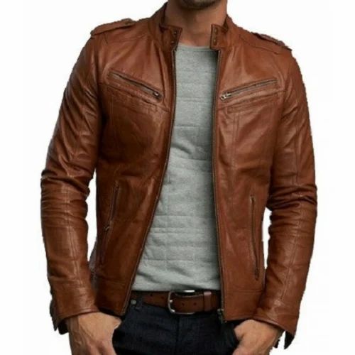 Baby Girls Tan Pure Leather Jacket