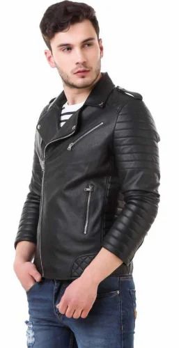 Black Biker Pu Leather Jacket