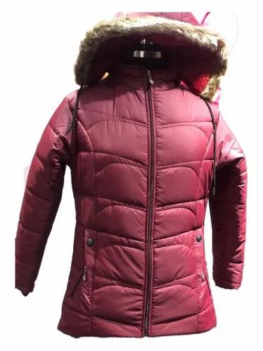 Full Sleeve Ladies Pink Hooded Jackets