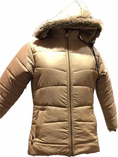Full Sleeve Ladies Golden Hooded Jacket