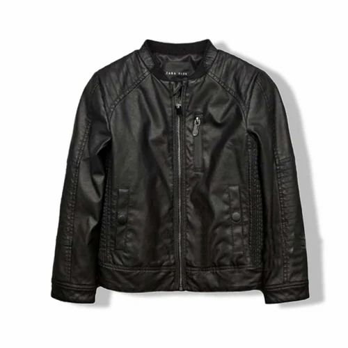 Black Leather Kids Jacket