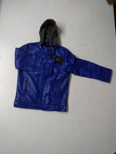 Lokenath Boys & Girls Blue Kids Leather Jacket