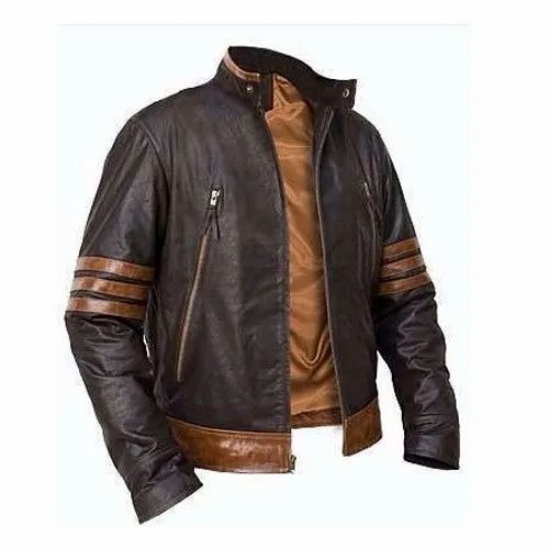 Brown Round Boys Leather Jackets