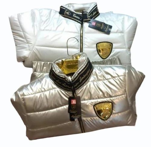 Beige White Genuine Leather Jacket Set