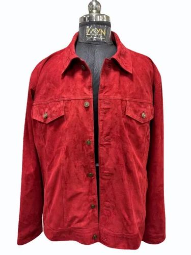 Men Red Suede Leather Jacket