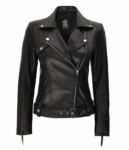 Womens Motorcycle Lightweight Leather Jacket - Real Lambskin Short Biker Jackets
