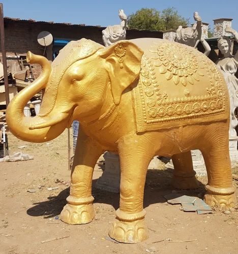 Golden Elephant Statue frp outdoor, 5-9 Feet, For Exterior Decor