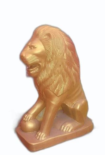 Golden Frp lion statue for outdoor, 2-5 Feet, For Exterior Decor