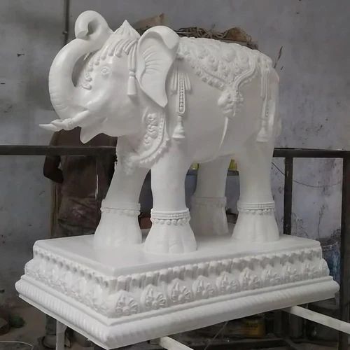 White FRP Elephant Statue, for Interior And Exterior Decor