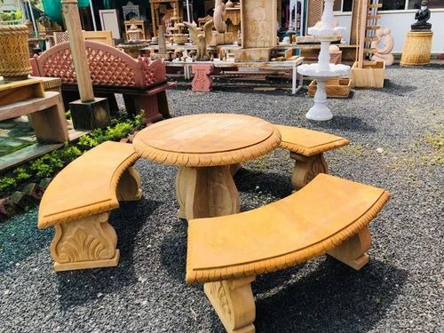 Sandstone Designer Stone Bench, Bench length: 900 mm, Curved