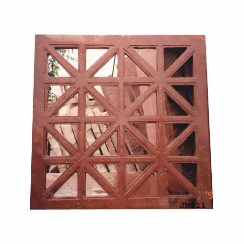 Red Square Stone Jali, Thickness: 30 Mm, Size: 3 X 3 Feet
