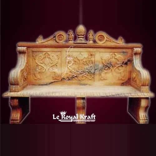 Sandstone Bench, With Backrest, 3 Seater