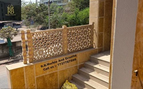 Yellow Jaisalmer Sandstone Jali, Outdoor, Thickness: 20 mm