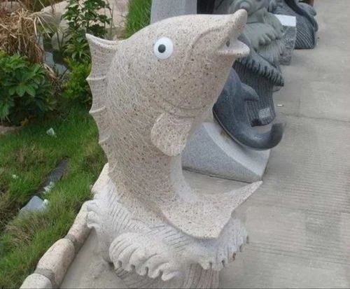 Dolphin Stone Animal Statue, For Exterior Decor, Size/Dimension: 2.5 To 3ft