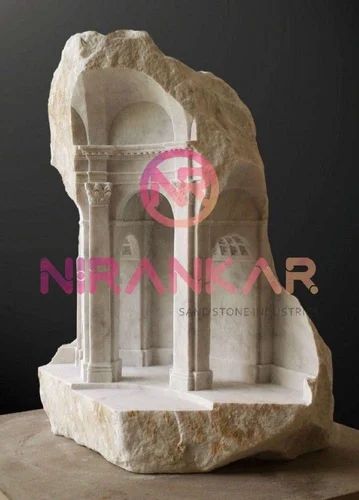 White Rough Marble Miniature Archway Structure Sculptures, Size: 16 Inch
