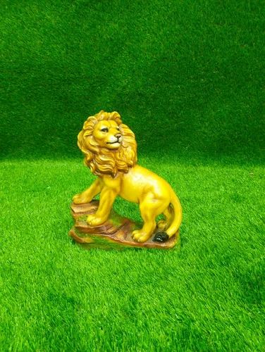 Golden Fiber Lion Statue, For Interior Decor