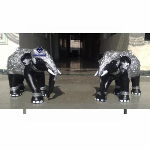 Black Frp ELEPHANT PAIR FOR DECORATION FOR ENTERANCE, For Exterior Decor