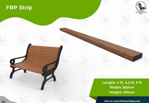4 Seater Frp Strip Garden Bench, Without Backrest