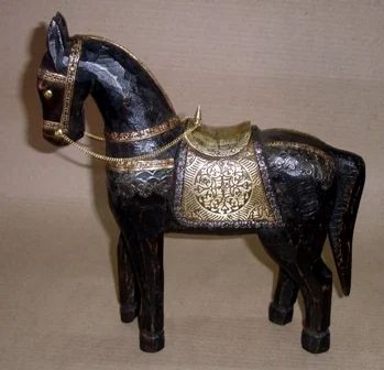 Wood Black Decorative Small Horse