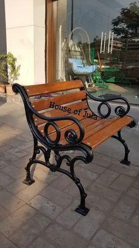 Cast Iron With Arm Rest Three Seater Designer Garden Bench, For Garden,Indoor, With Back