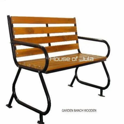 Modern With Arm Rest Wooden Garden Bench, With Back