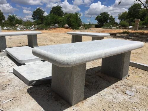 Grey Granite Stone Garden Bench, 2 Seater, Size: 5" Length