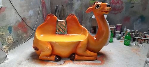 Frp 2 Seater Fiberglass Camel Shaped Bench, With Backrest