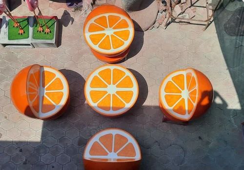 3 Seater Frp Orange Shaped Seaters/Benches, Without Backrest