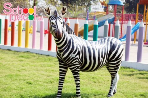 Fiber Animal Zebra Statues, 5-9 Feet, For Exterior Decor
