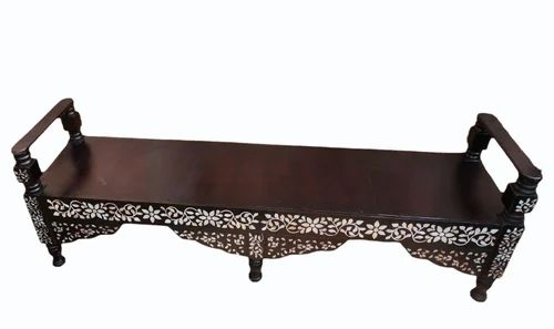 24x39x14 Inch Mother Of Pearl Inlay Bench, Without Backrest