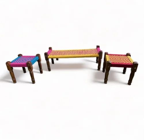 Charpai khatiya Wooden Bench With Foldable legs Pidha stools