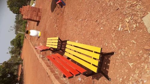 Wood Bench, With Backrest, 3 Seater