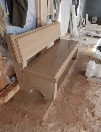 Sandstone 5 Feet Garden Stone Bench, Backrest