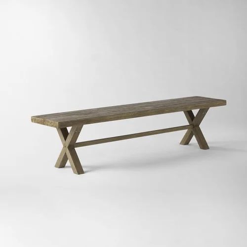 Wood Outdoor Bench, Without Backrest, 4 Seater
