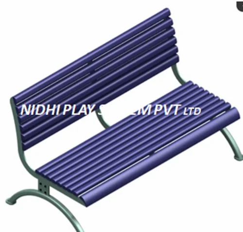 Iron Metal Strips Bench, With Backrest, 3 Seater
